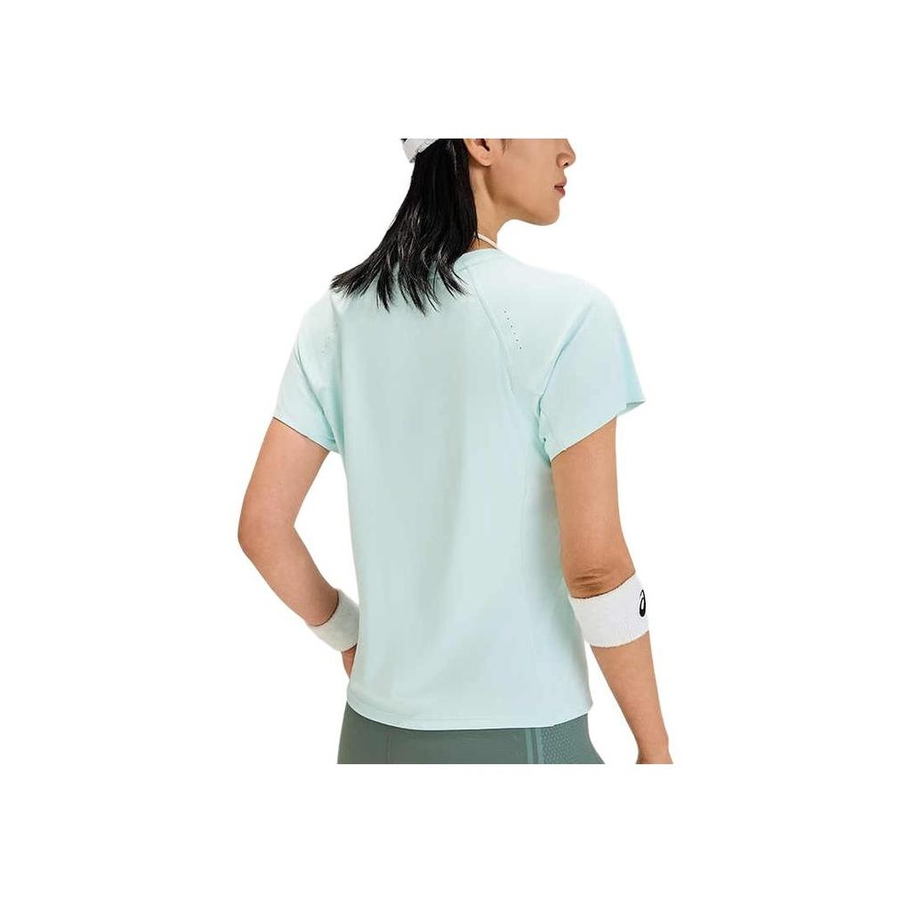 Asics D.Fresh Sports Lifestyle Series Brand Logo Solid Color Quick-Dry Breathable Short Sleeve Batwing T-Shirt Women Tops Light-Green 2012D256-400