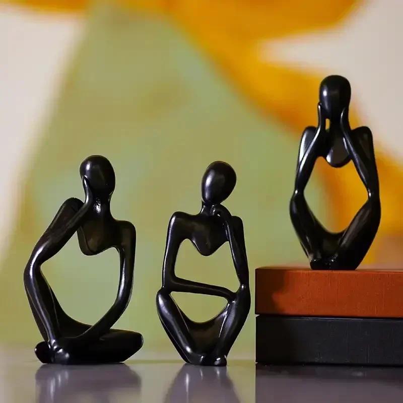 Nordic Thinker Statue Resin Abstract Figurines Figure Statues Handmade Art Crafts Home Decor Maison Desk Living Room Ornaments