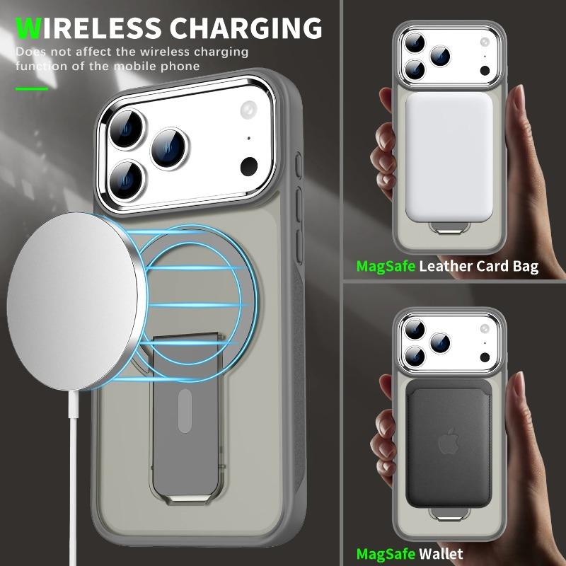 New Folding Stand Matte Clear Magnetic Case for iPhone 17 17 Air 17Pro 17 Pro Max For Magsafe Wireless Charge Shockproof Cover