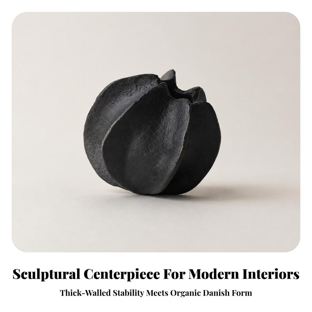 Sculptural Metal Sculpture | Vase Ornament, Minimalist, Tabletop for