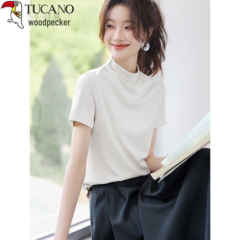 Woodpecker Women s Slimming Semi-High Collar Short Sleeve T-shirt M