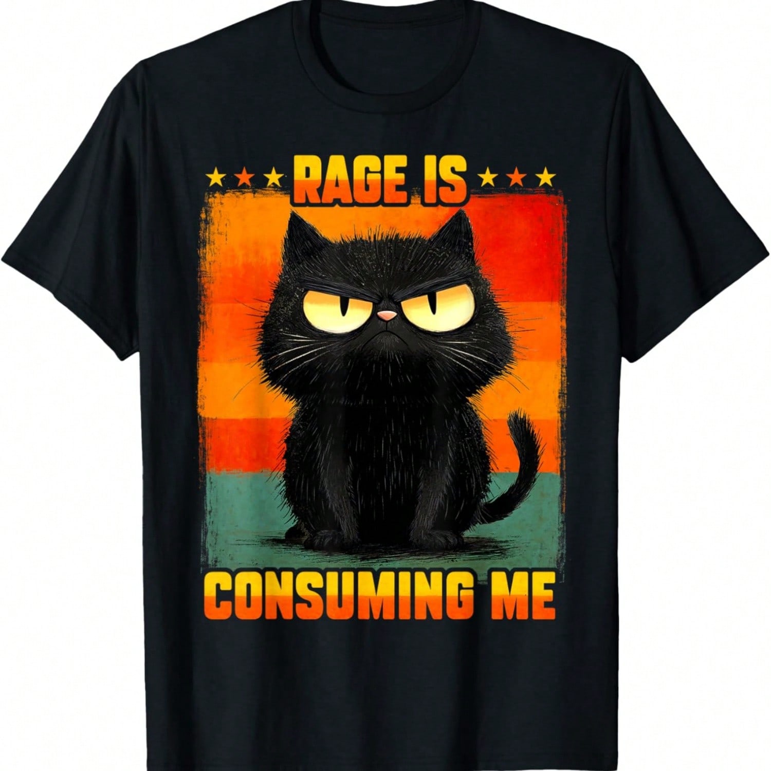 Funny Rage Is Consuming Me Cat Meme Silly Staring Teens S T-Shirt S разноцветный
