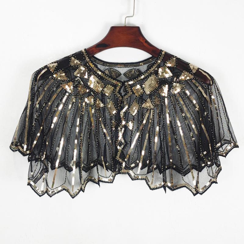 Damen Sommer Pailletten Mesh Schal - Aushöhlen Perlenmode Europäisch Amerikanisch Schulterwickel Sonnenschutz Strickjacke Weste