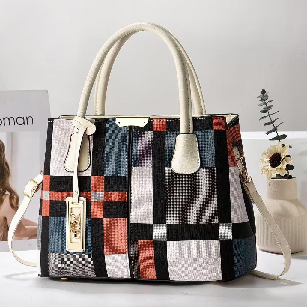 Handbag Trend Contrast Color Striped Large Bag Women's Bag Large Bag
