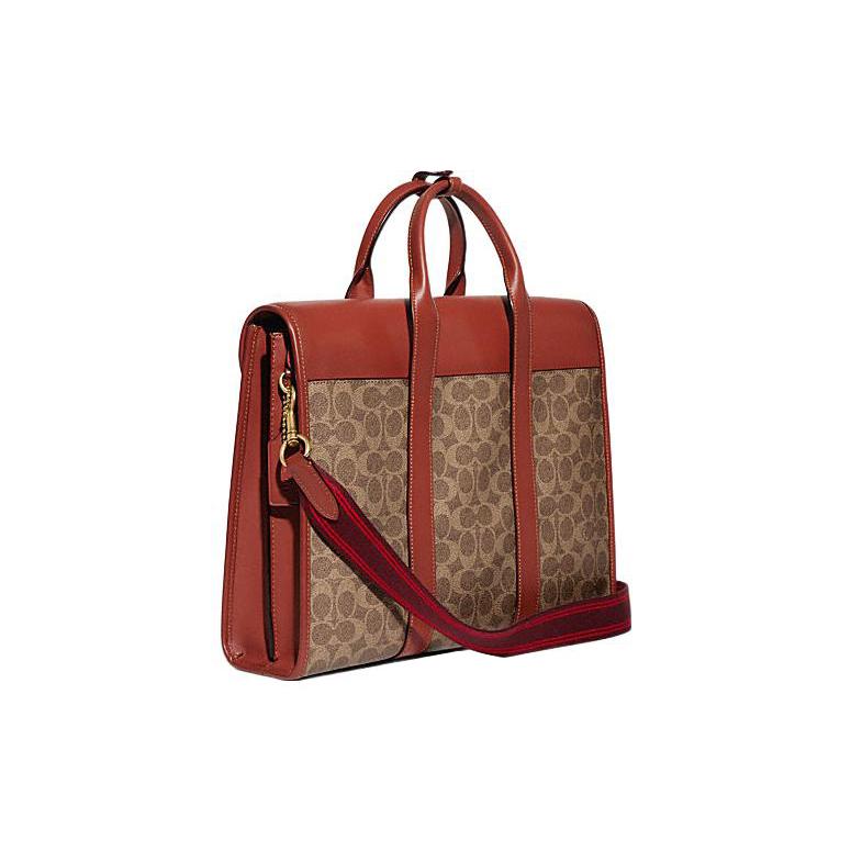 New COACH Gotham Cow Leather Briefcase, Shoulder Bag, Crossbody Bag, Handbag Large Men's Brown & Rusty C5319-NU3