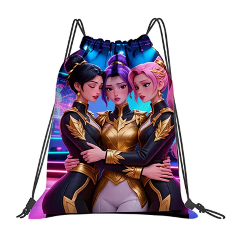 2026 Drawstring Fitness Bag Hunter Witch Team Sports Backpack Kpop Cartoon Storage Outdoor Daypack
