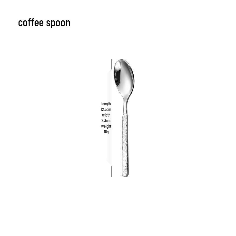 304 Stainless Steel Western Cutlery Set with Stone Pattern: Steak Knife, Dinner Fork, Dinner Spoon, Dessert Spoon.