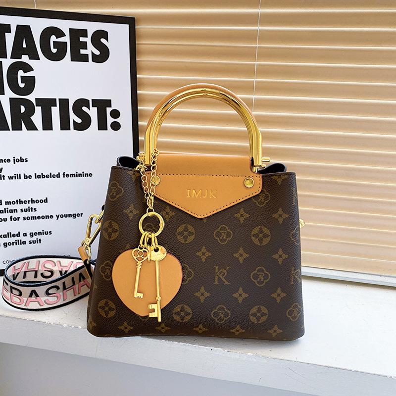 

Женская сумка-тоут в ретро-стиле с принтом, классическая большая вместительная сумка, многослойная темпераментная наплечная сумка 19cm*23cm*19cm*11cm коричневый