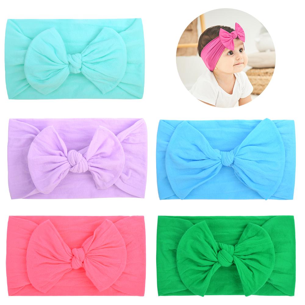 5Pcs Cute Bows Baby Headband Baby Girl Hair Bands For Newborn Infant Soft Elastic Turban Headwear Baby Hair Accessories