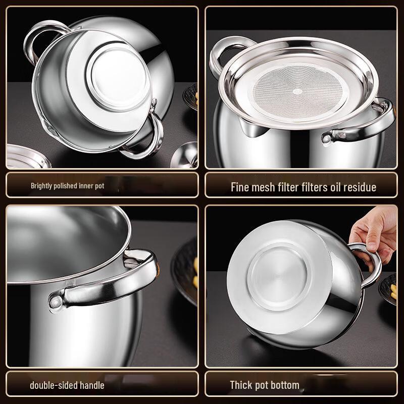Stainless Steel Lard & Oil Storage Pot with Filter