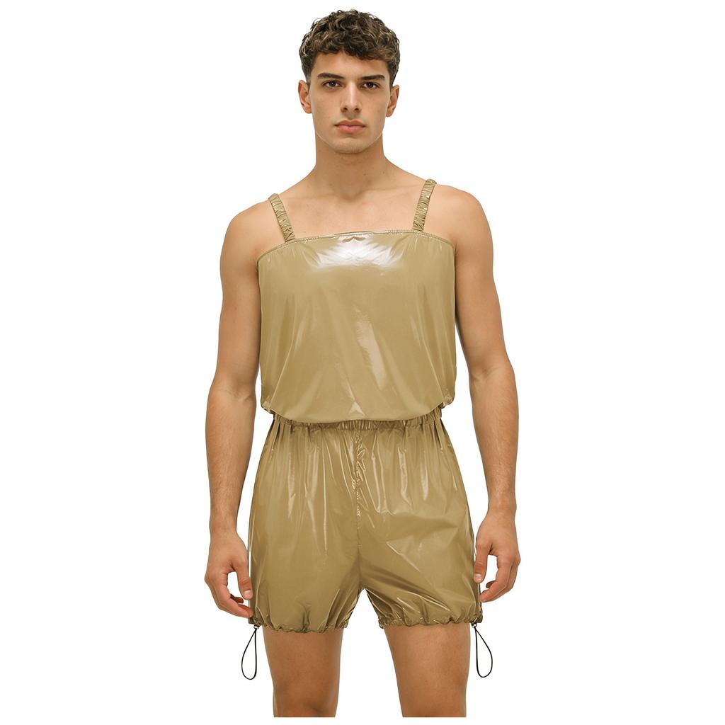 Body Adaptable de una Pieza para Hombre Cubierta de Pañal Impermeable Piernas con Cordón Correas Elásticas Cintura Monos