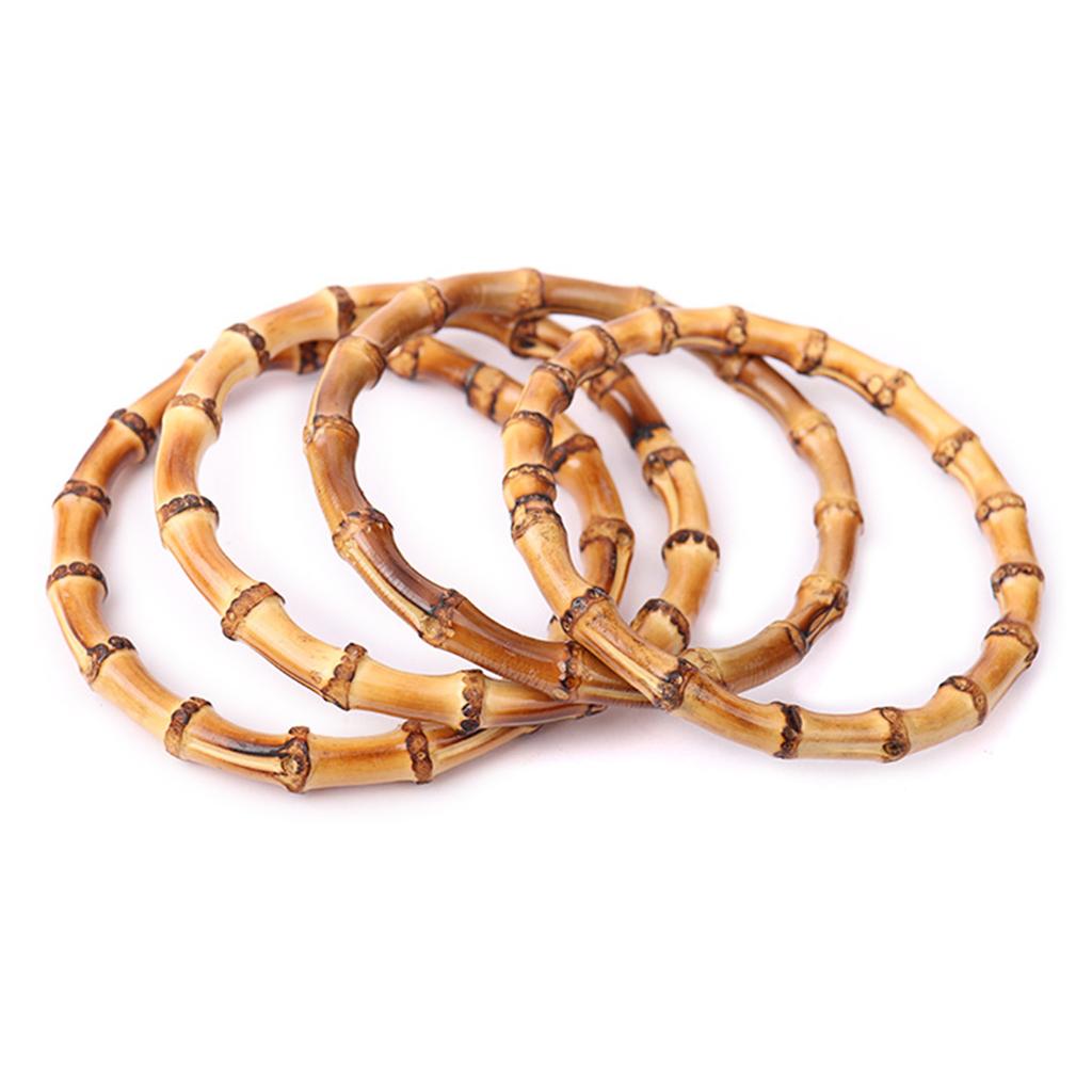 Flat Round Shape Bag Purse Handle Practical Bamboo Bag Handle DIY Handle Replacements for Handmade Beach-Bag Purse Bag