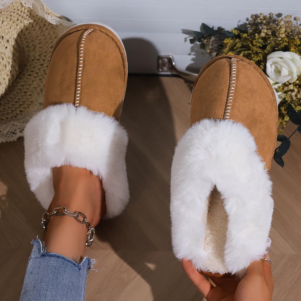Fashion 2025 Winter Warm Fur Indoor Home Slippers Women Fluffy Comfort Soft Bedroom Slippers for Couples Flat Non Slip House Shoes Woman