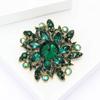 1Pcs Elegant Lapel Flower Pin Exaggerated Fashion Retro Vibrant Colorful Crystal Glass Brooch Pin Women'S Large Coat Accessories