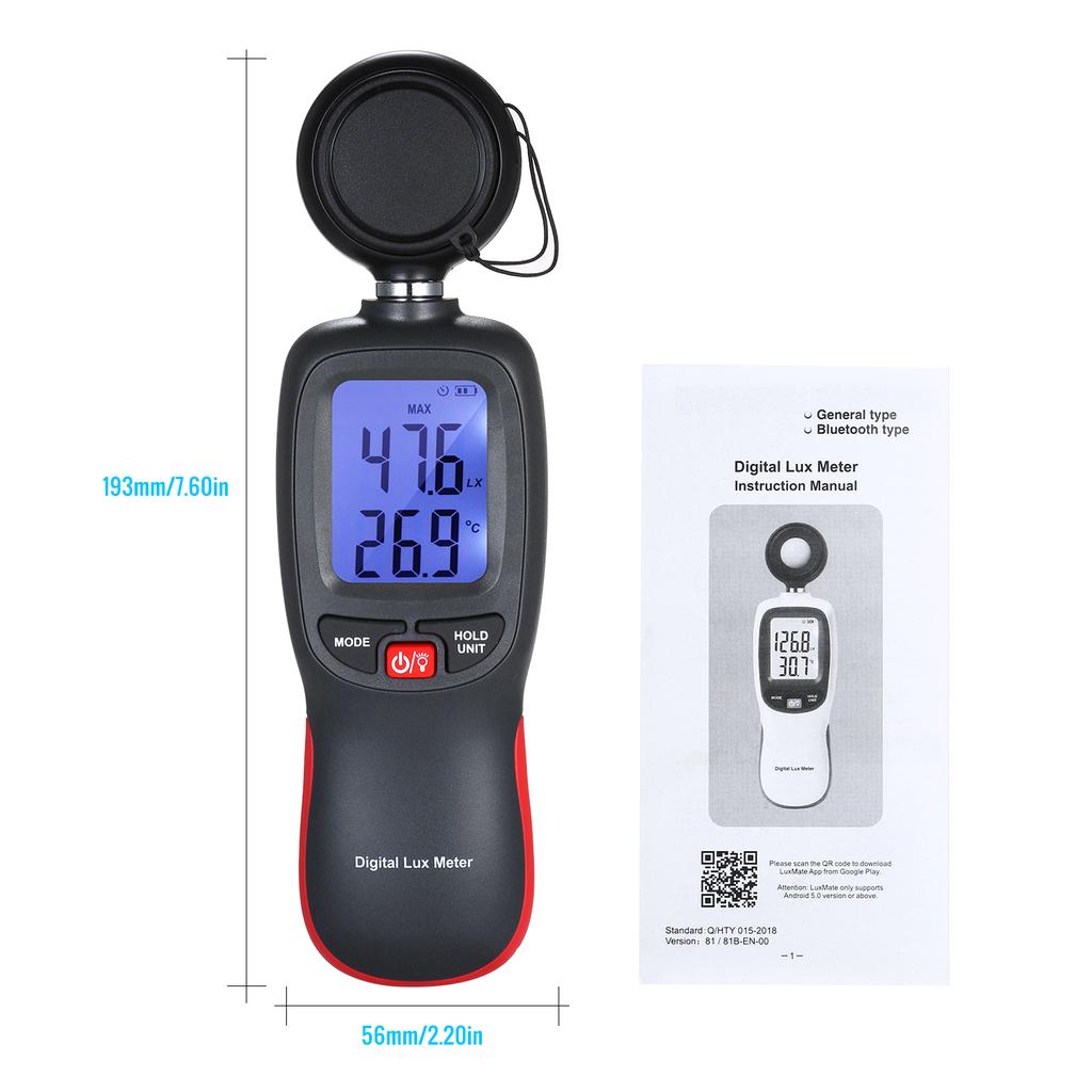 Digital Lux Meter LCD Display Handheld Illuminometer Mini Luminometer