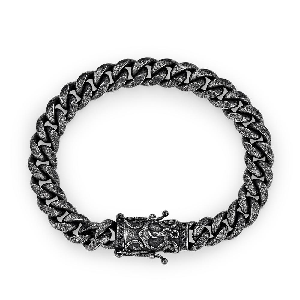 2026 Europe, America, Retro Double-sided Grinding Bracelet Fashion Personality Trend Street Men and Women Bracelet 22CM