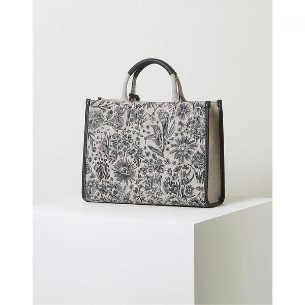 Daks Navy Flower Embroidery Jacquard Large Tote Bag Dcba2e655n2
