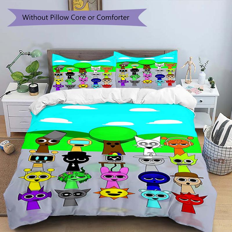 3pcs SPRUNKI8 Design Cover Set - HD Printed Bedding with 1 Cover and 2 Pillowcases - Perfect for Home and Dorm Decor
