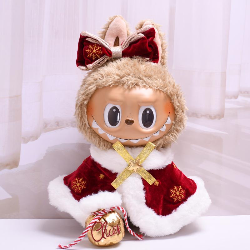 38cm Labubu Plush Doll Casual Outfit Set with Hat (Clothes Only)
