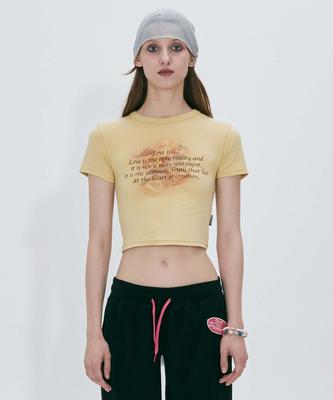 SCULPTOR Cheesy Words Crop Top Eggshell