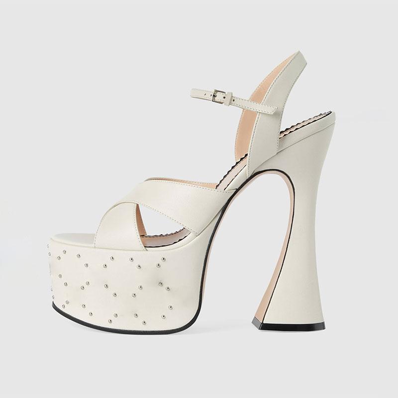 Fashion Fashionable White Black Buckle High Heel Sandals Summer Women's Sexy Waterproof Platform Nightclub Racing Women's Shoes 34-43