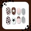 Short Oval Press On Nail With Mixed Pattern Art, Leopard Star Dot Stripe False Nail Set, 10Piece Manicure Kit for Party