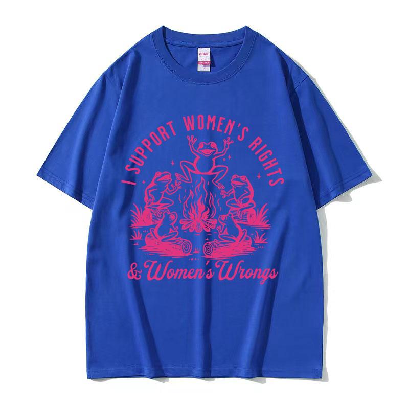 I Support Womens Rights and Wrongs Frog Funny Meme T Shirts Men Women Retro ONeck Fashion Oversized Cotton Tshirt Summer Tops