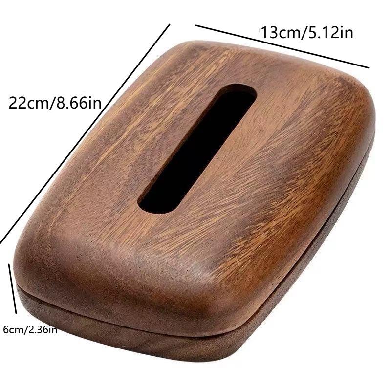 Walnut Tissue Box Cover - Modern Vintage Design, Premium Wood, For Desk & Bathroom Decor. Easy Refill, Polished Finish