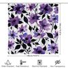 GAEBeautiful Purple Floral Shower Curtain Black White Watercolor Print Bathroom Decor Decoration Quick Dry Polyester FabricMod