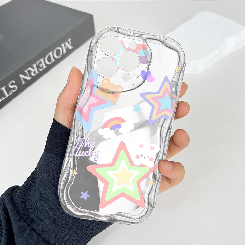 Cute Cartoon Pattern Cream Texture Casing Wavy Edge Soft Silicone Cover Phone Case for Samsung
