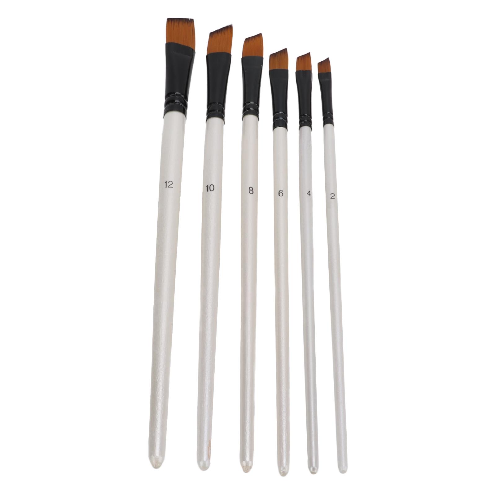 

6Pcs Nylon Paintbrush Brush Durable Short Handle Hand Feels Comfortable Easy Clean Repeatedly Art SuppliesInclined Front