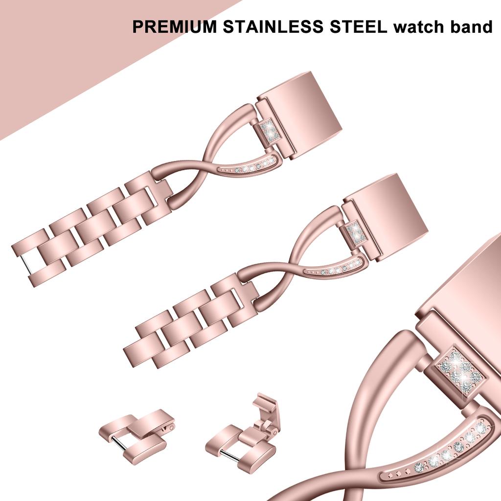 Diamond Decor Zinc Alloy Chain Watch Strap for Fitbit Charge 2