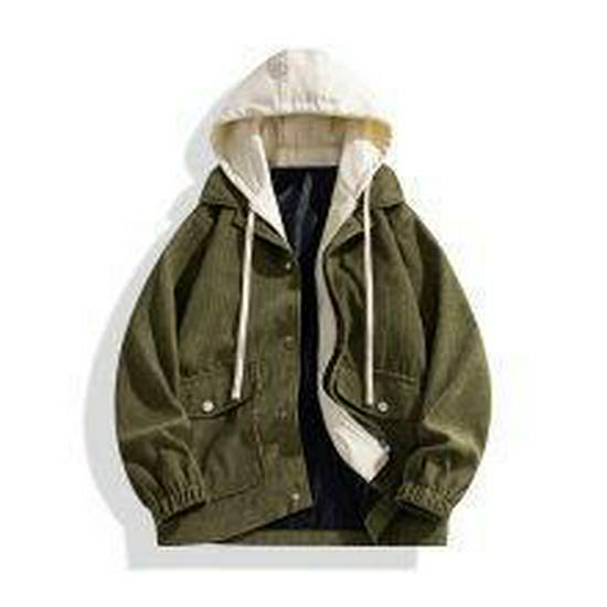 2026 Autumn/Winter Men's Hooded Baseball Jacket: Fake Two-Piece, Casual, Loose, Versatile, Couple's Outerwear