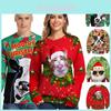 Luxuriös Weicher Damen Weihnachts Pullover Weihnachtsmann Katze Hund Xmas Pullover Oberteil