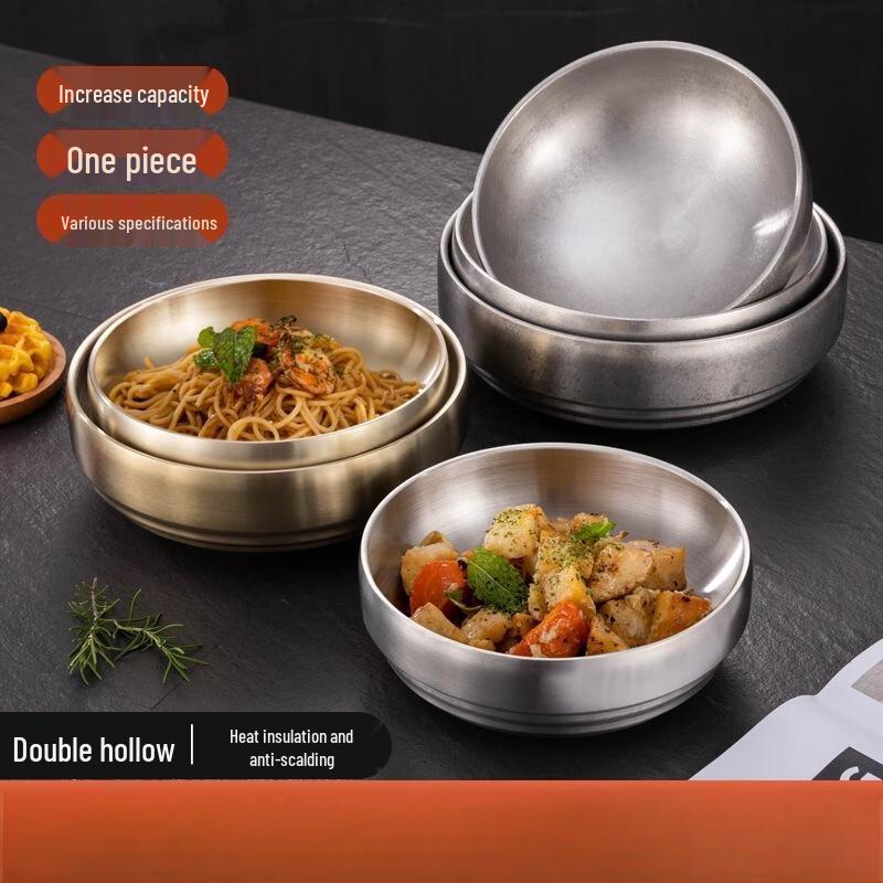 JINGRUIXIANG Korean Style Stainless Steel Double-Layer Bowl