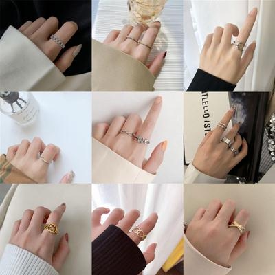 Niche Zircon Adjustable Pinky Ring Set for Women - Personalized Design Jewelry