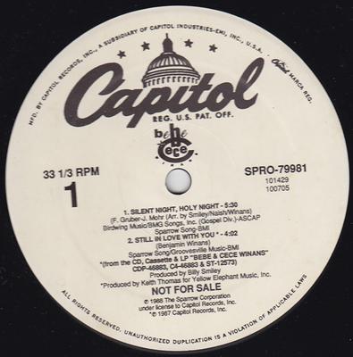 12inch Record BEBE  CECE WINANS  Bebe  Cece Winans SPRO79981 Capitol Records 1988 US SoulFunk Used