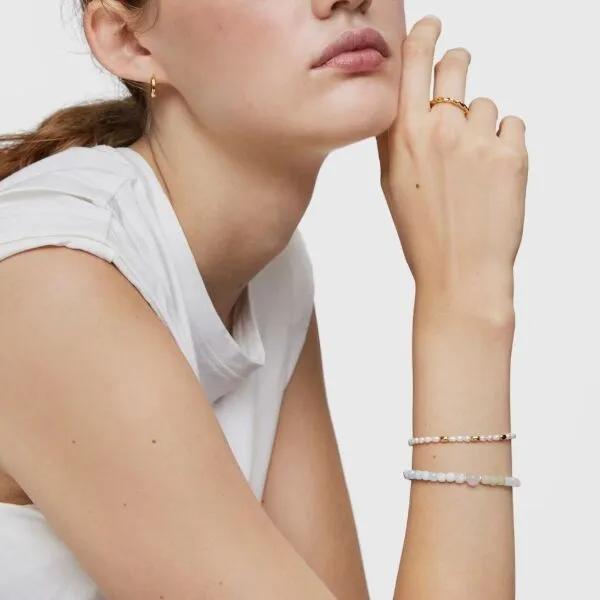 [TOUS] 18K Gold Vermeil Silver Gloss Pearl Bracelet 1004120800