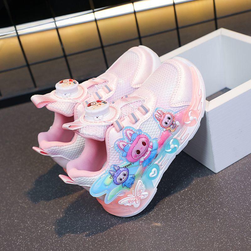 

Осенние дышащие сетчатые мультяшные спортивные туфли для девочек, детские модные туфли принцессы 34