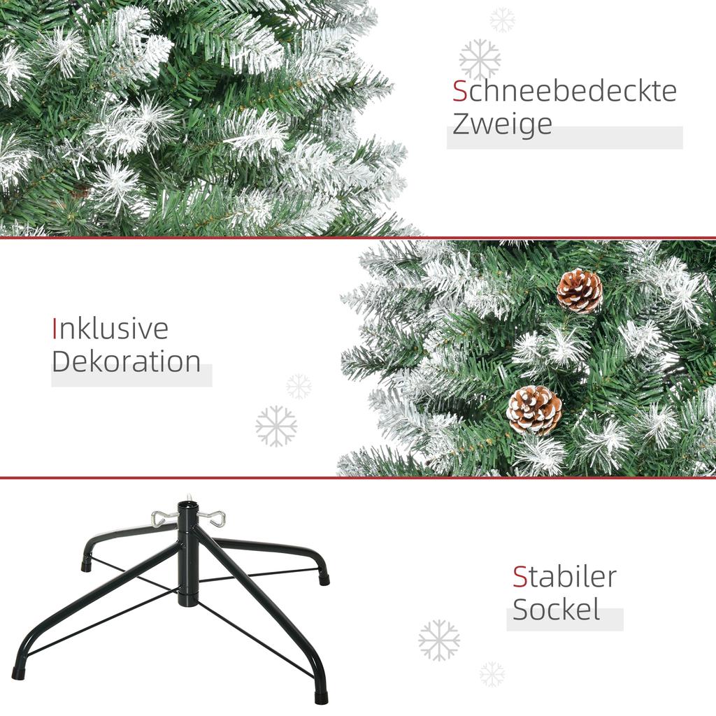 Artificial Christmas Tree, 630 Branches, 37 Pinecones, Snow-Covered Tips, Fire-Retardant, 180 cm