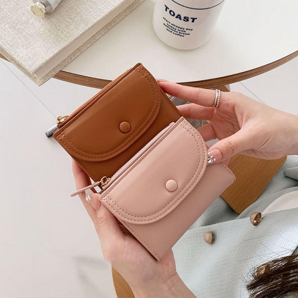 Purse Short Wallet Korean Style Card Bag Casual Solid Color Card Holder Men