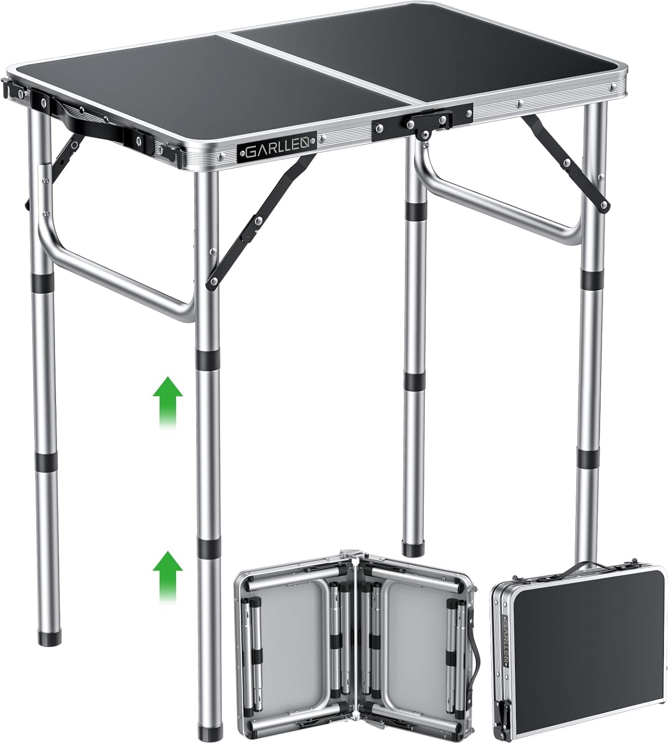 

Folding Camping Table, 3-Adjustable Height Portable Picnic Table with Carrying Bag, Lightweight Aluminum Folding Outdoor