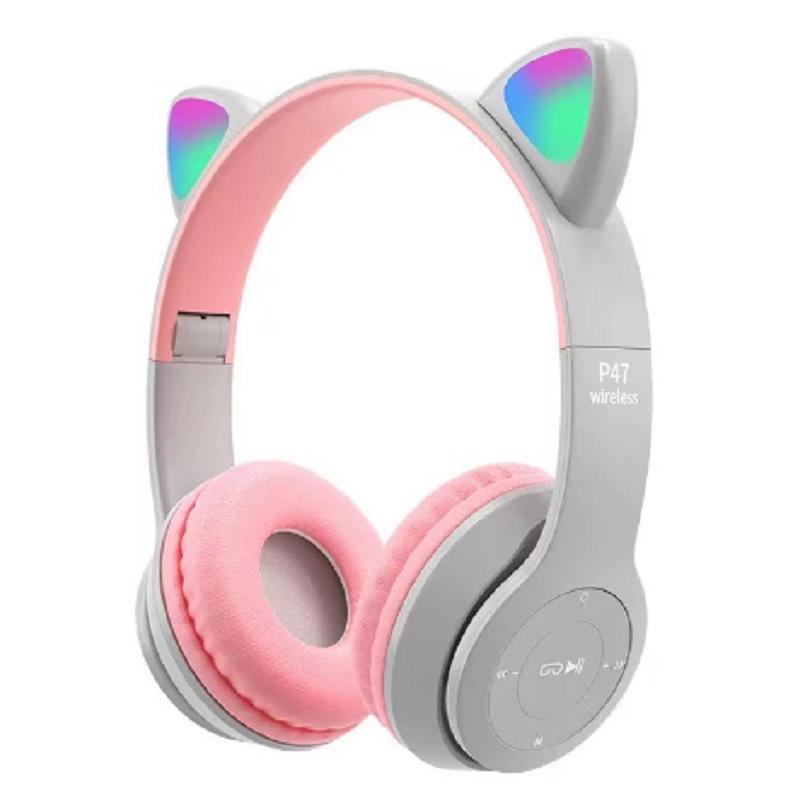 Cartoon Luminous Cat Ears Wireless Bluetooth Stereo Headphones P47M