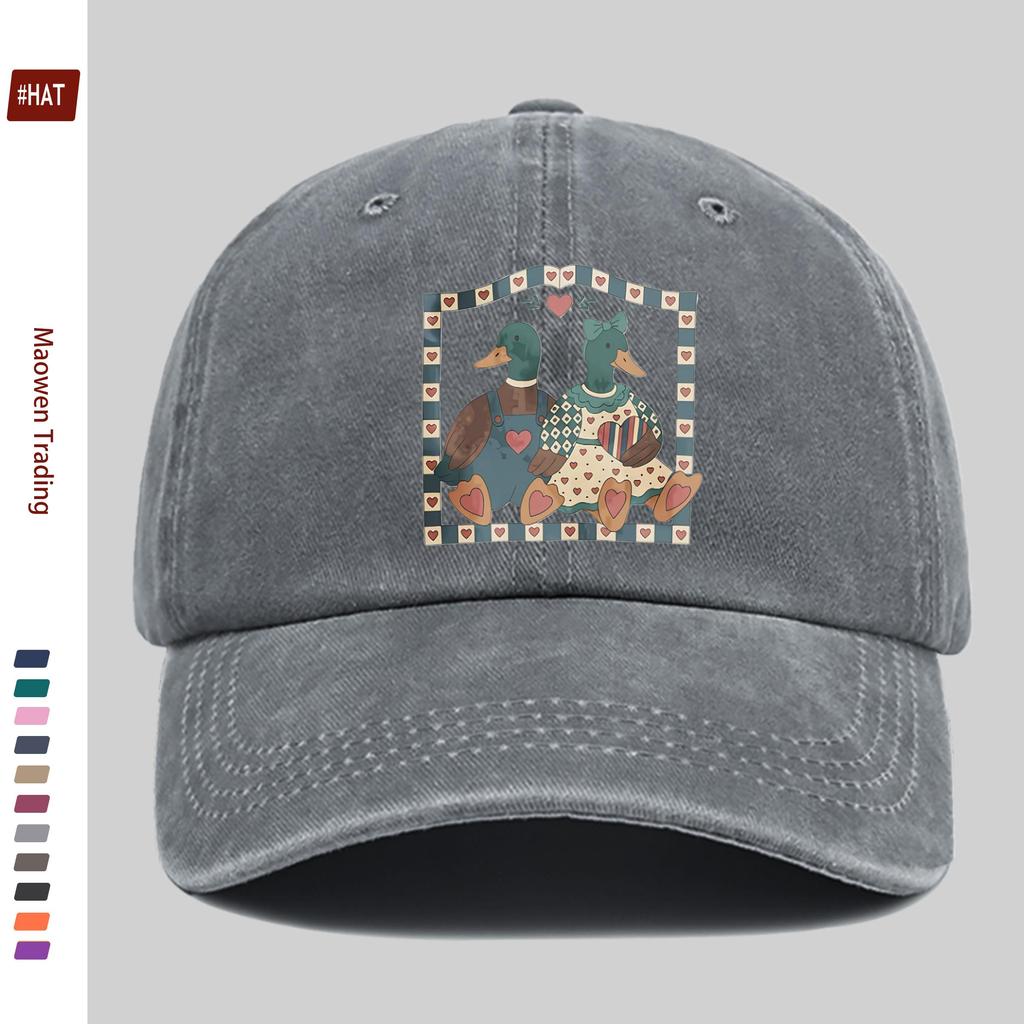 pc Fashion Cartoon Duck Print Baseball Cap Casual Fashion Printed Trucker Sun Hat Comfortable and Lightweight Papa Hat Mom a