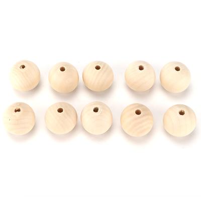 10 pièces Perles d'artisanat Rondes Couleur Bois Polyvalentes Perles en Bois en Vrac avec Trou pour Décoration d'Artisanat DIY Cadeau