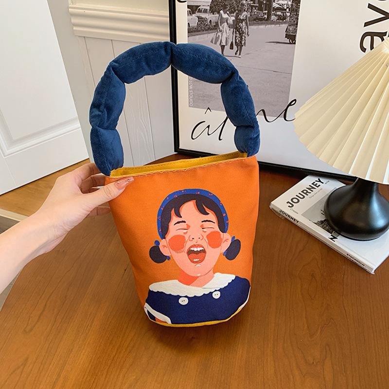 Neue Eimer-Cartoon-Graffiti-Handtasche Mode Nische Ein-Schulter Modische Damenhandtasche Ins Vielseitige Umhängetasche