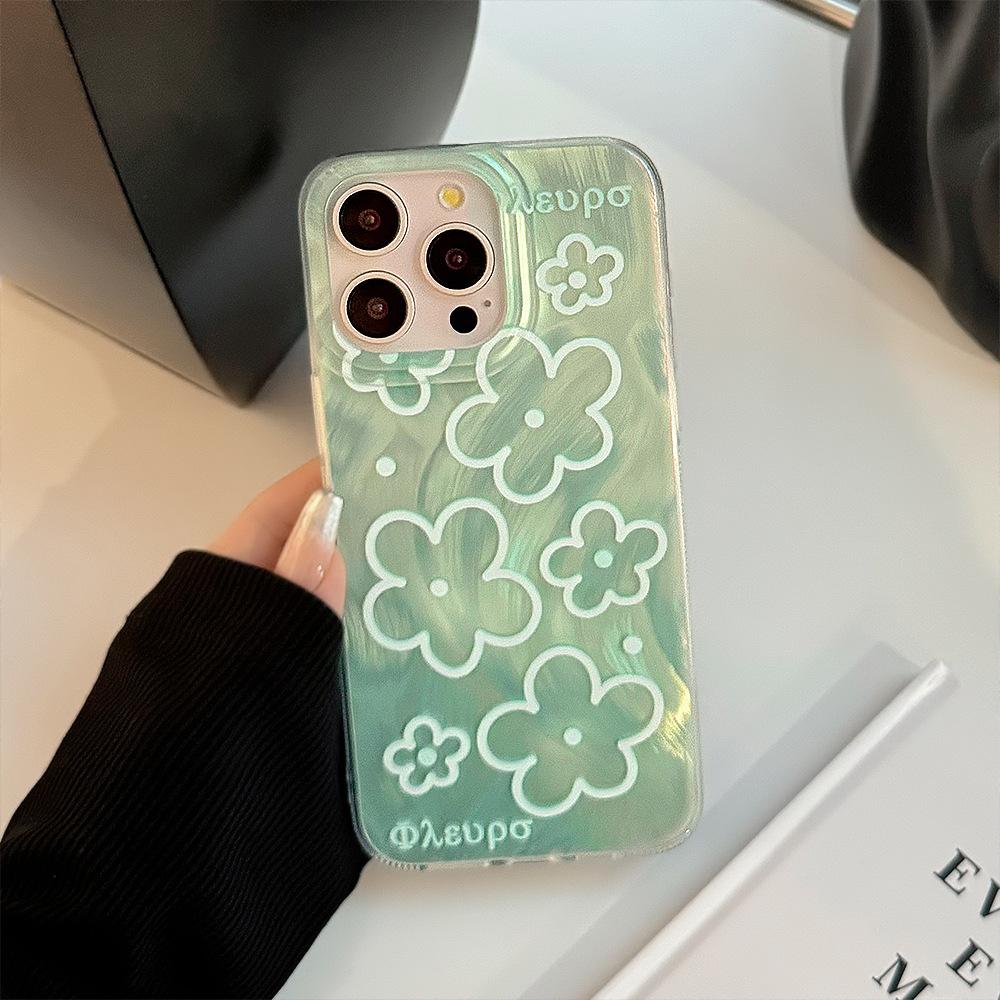 

Зеленый чехол для телефона с цветами, подходит для iPhone 13, iPhone 15, iPhone 16 Pro Max iPhone 16 Pro Max