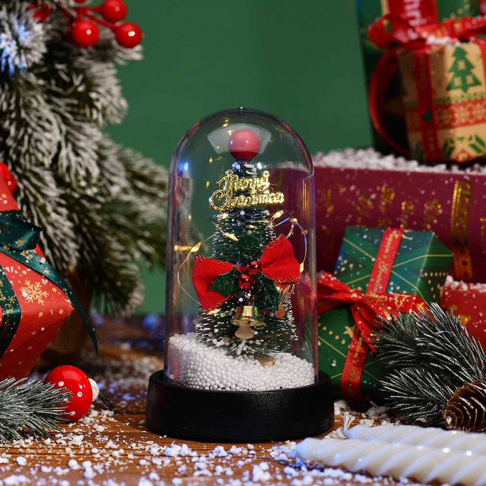LED Glowing Christmas Snow Scene Ornament - Creative Plastic Tree Cover Decoration
