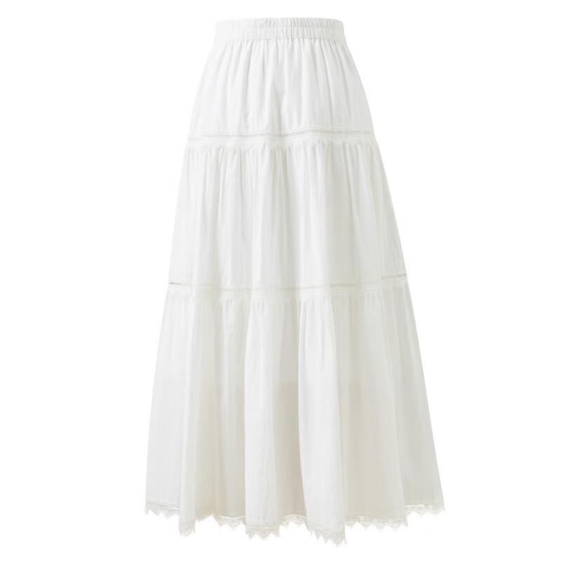 Sancai 2026 Spring High-Waist Pure Cotton A-Line Long Skirt