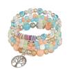 Bohemian Layered Beaded Bracelet with Life Tree Pendant